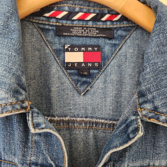 Tommy Jeans Hilfiger Denim Shirt Dress Retro 90's Y2K Business Casual Preppy - Picture 4 of 8